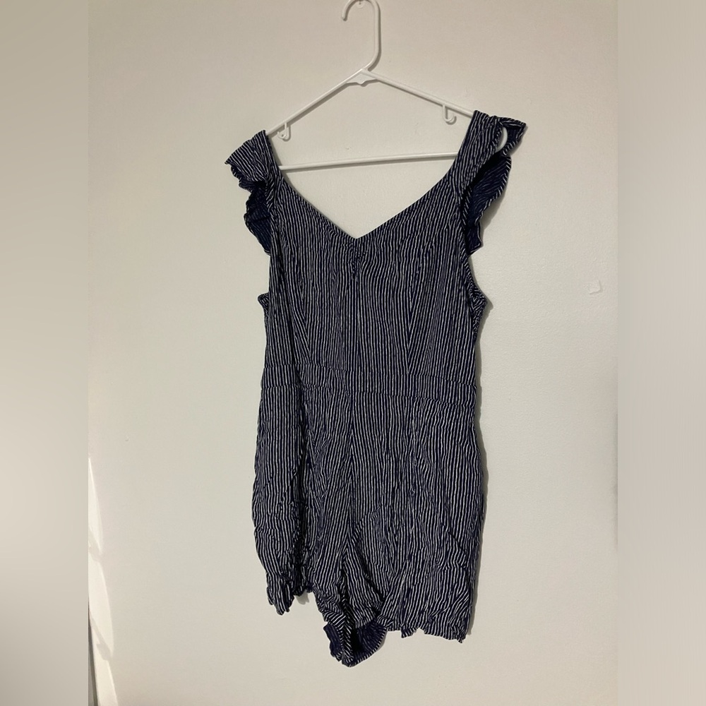 American Eagle Outfitters Navy Blue and White Romper